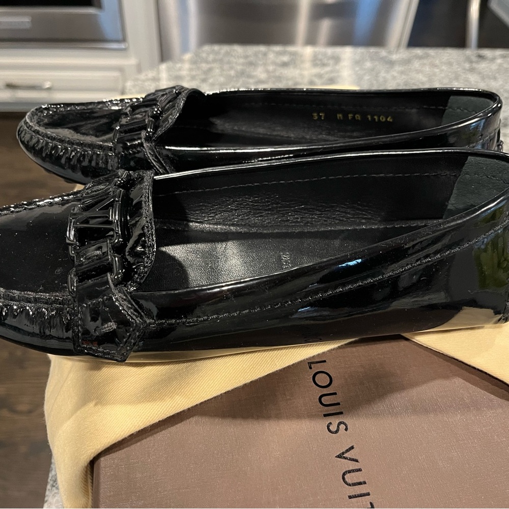 Louis Vuitton Black Patent Leather Flats loafer size 37 - Picture 6 of 8